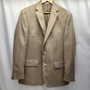 Lauren Ralph Lauren Men's Tan Blazer 42R Two-Button Rayon Linen Blend Suit Jacke
